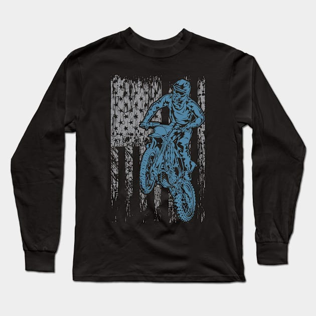 DIRTBIKE USA FLAG 4 Long Sleeve T-Shirt by OffRoadStyles